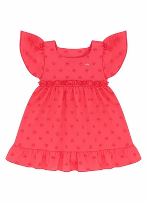Milli e Nina - Vestido e Tapa Fraldas Alfaiat. Textur. Poá Rosa - MILLI E NINA