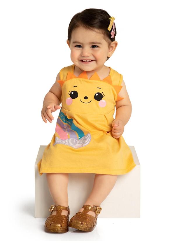 Marlan - Vestido e Tapa Fraldas Meia Malha Amarelo
