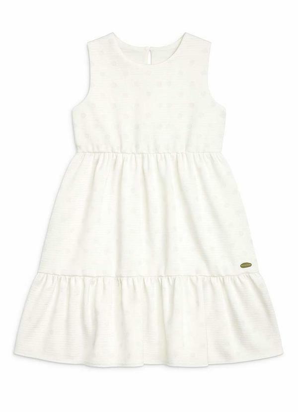 Milli e Nina - Vestido em Alfaiataria Texturizada Poá Bege