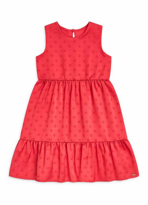 Milli e Nina - Vestido em Alfaiataria Texturizada Poá Rosa