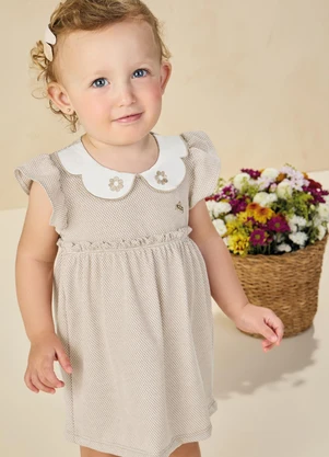 Milli e Nina - Vestido em Bee Honey Bege - MILLI E NINA