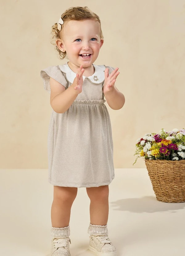 Milli e Nina - Vestido em Bee Honey Bege 3