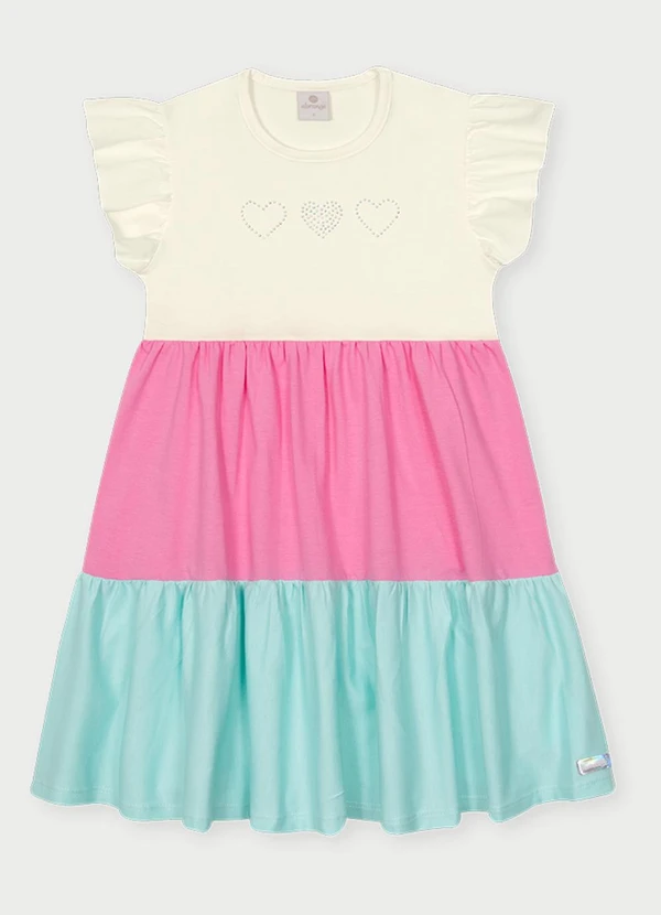 Abrange - Vestido em Camadas Menina Bege