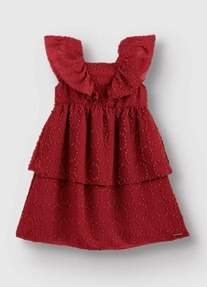 Carinhoso - Vestido em Camadas Plumetis Brilho Vermelho - CARINHOSO