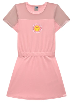 Marlan - Vestido em Canelado Pa e Tela Shine Rosa - MARLAN