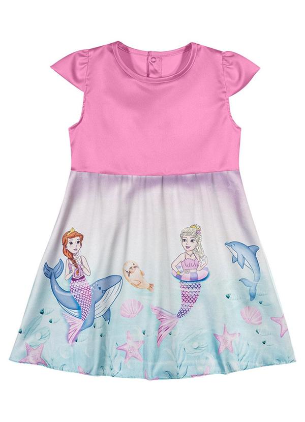 Alenice - Vestido em Cetim com Tiara Menina Rosa