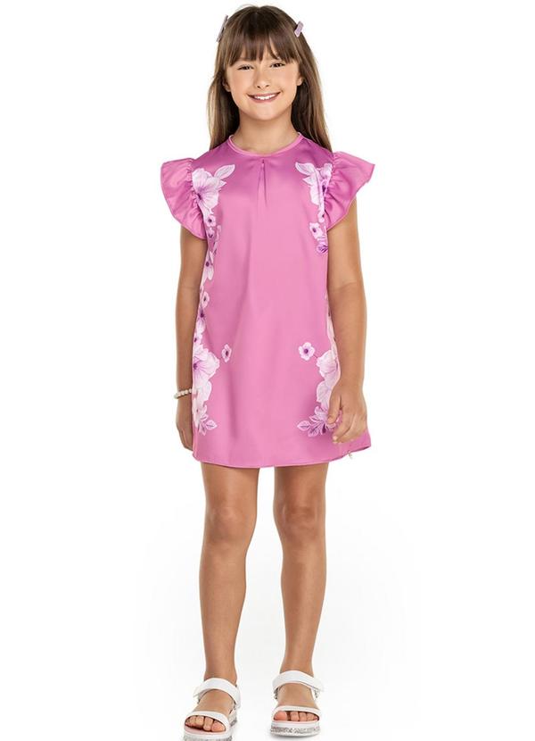 Alenice - Vestido em Cetim e Crepe Menina Rosa 1