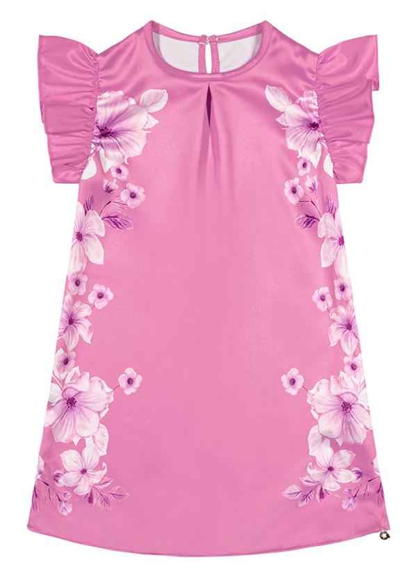 Alenice - Vestido em Cetim e Crepe Menina Rosa 2