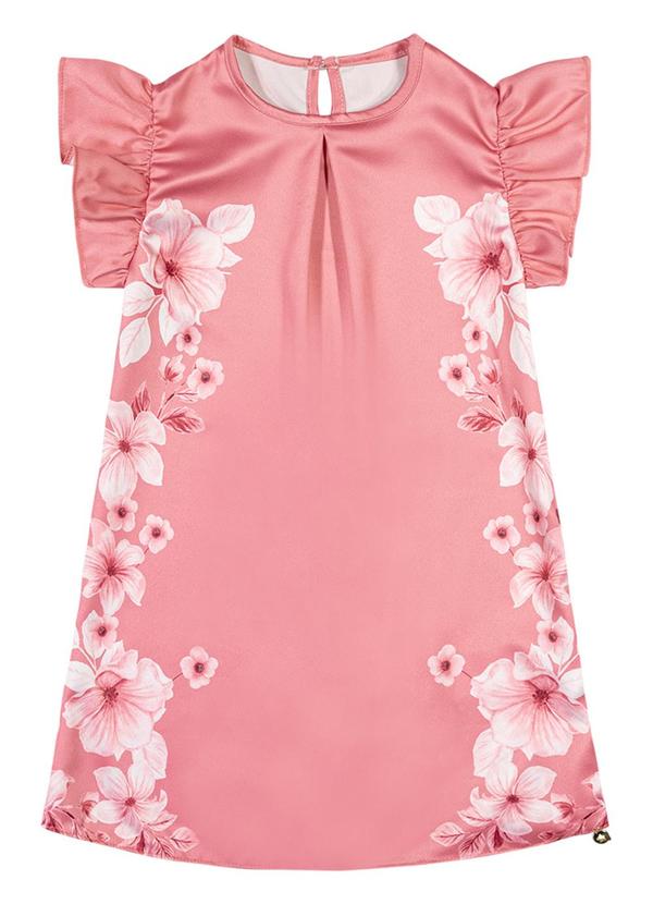 Alenice - Vestido em Cetim e Crepe Menina Rosa