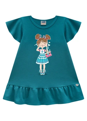 Marlan - Vestido em Cotton Bee Honey Azul - MARLAN