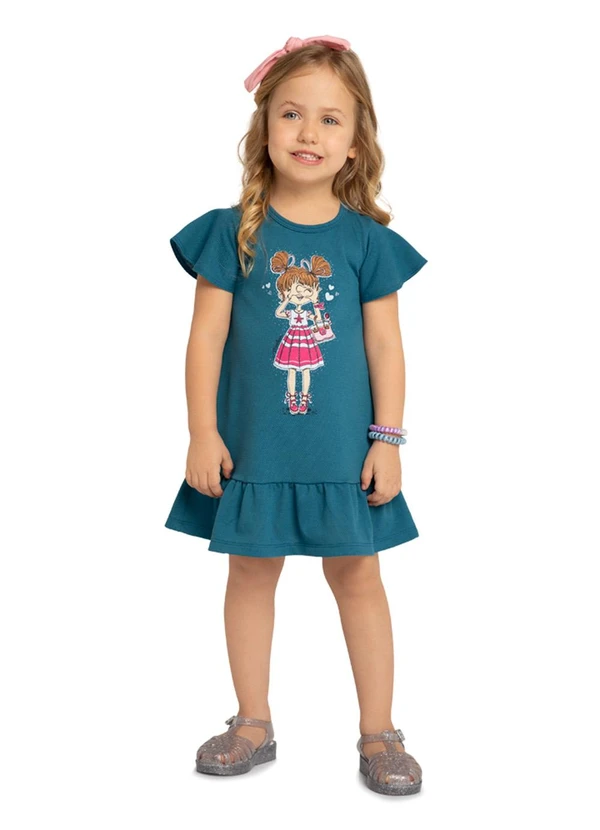 Marlan - Vestido em Cotton Bee Honey Azul