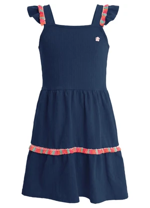 Brandili - Vestido em Cotton com Bordado Azul - BRANDILI