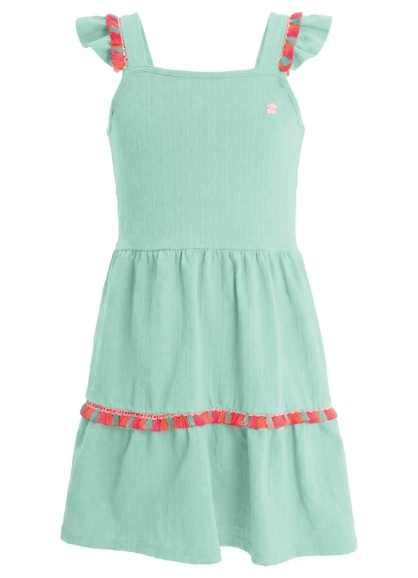 Brandili - Vestido em Cotton com Bordado Azul
