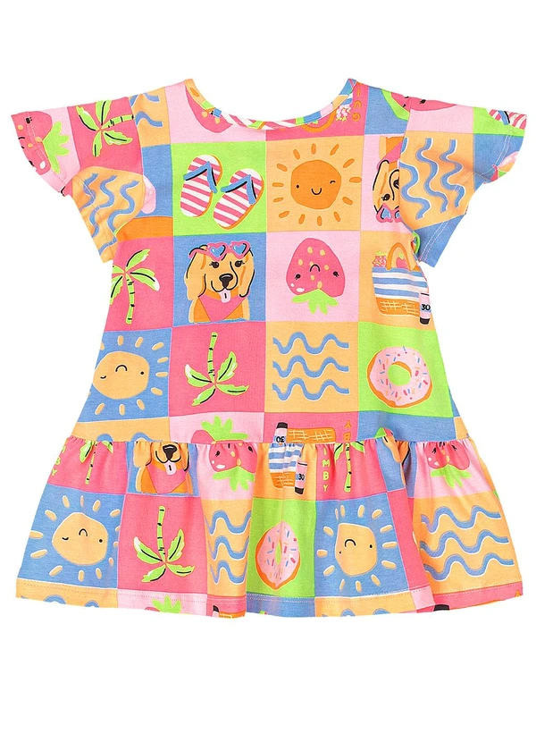 Quimby - Vestido em Cotton de Manga Evasê Estampado 3