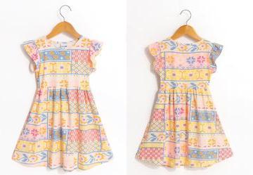 Vestido em Cotton Estampado Rosa