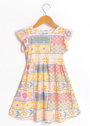 Vestido em Cotton Estampado (Rosa)