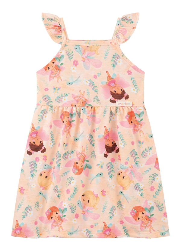Marlan - Vestido em Cotton Fadas Encantadas Laranja