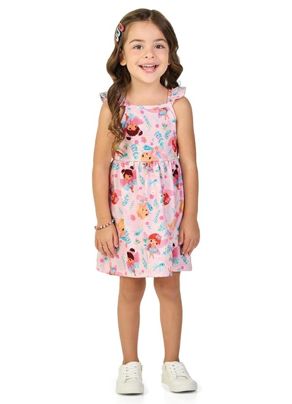 Marlan - Vestido em Cotton Fadas Encantadas Rosa