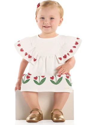 Quimby - Vestido em Cotton Flor para Bebê Branco - QUIMBY