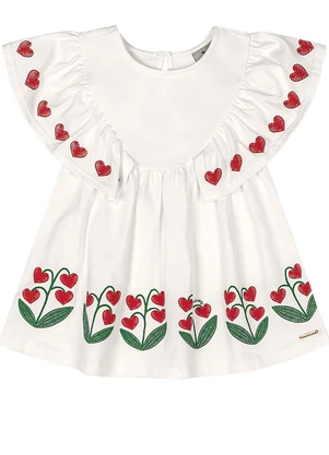 Quimby - Vestido em Cotton Flor para Bebê Branco - QUIMBY