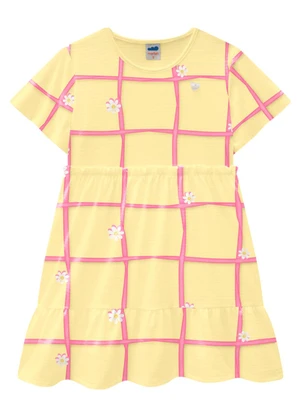 Marlan - Vestido em Cotton Grid Junino Amarelo - MARLAN