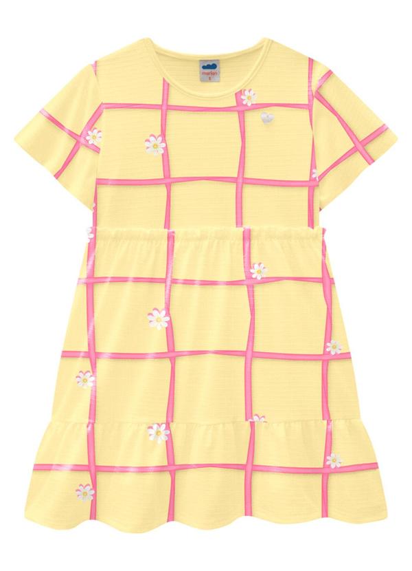 Marlan - Vestido em Cotton Grid Junino Amarelo