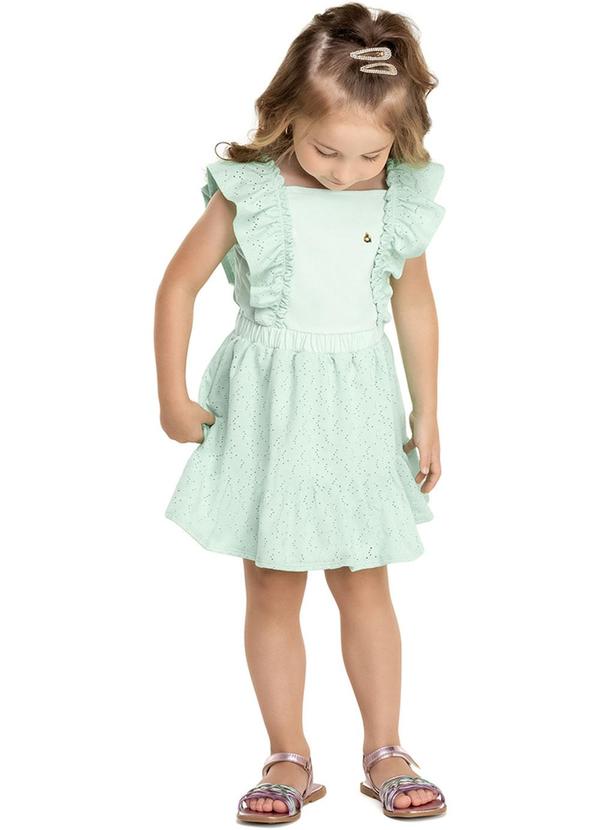 Alenice - Vestido em Cotton Light de Alça Menina Verde