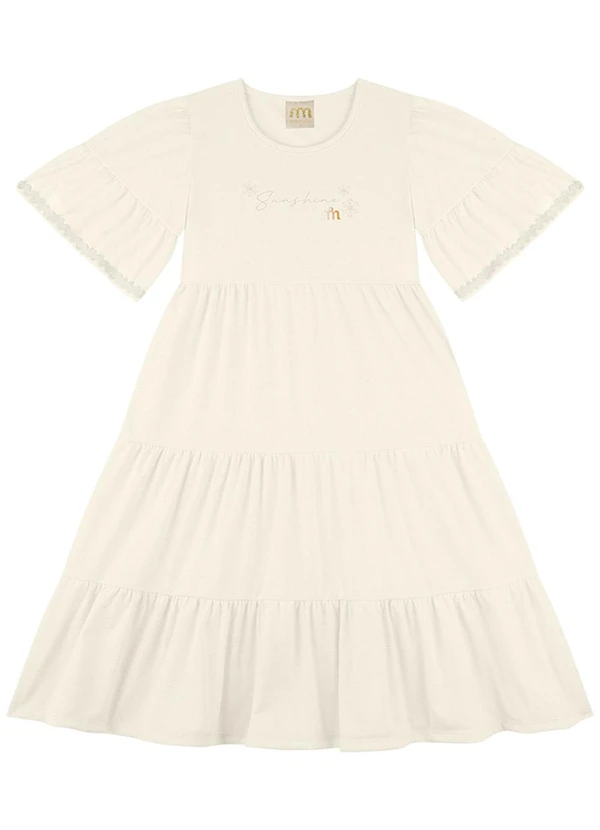Milli e Nina - Vestido em Cotton Linho Bege