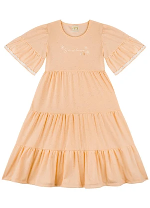 Milli e Nina - Vestido em Cotton Linho Laranja - MILLI E NINA