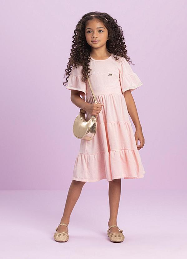 Milli e Nina - Vestido em Cotton Linho Rosa