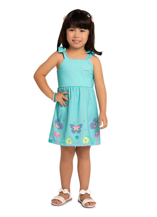 Marlan - Vestido em Cotton Maquinetado Azul