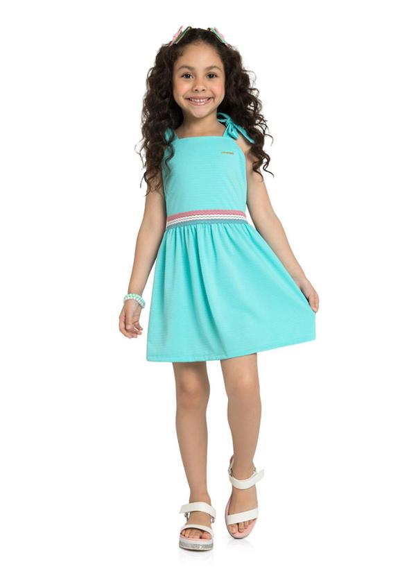 Marlan - Vestido em Cotton Maquinetado Azul