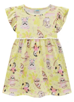 Marlan - Vestido em Cotton Maquinetado Cute Jungle Verde - MARLAN