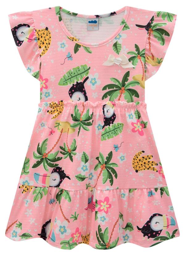 Marlan - Vestido em Cotton Maquinetado Diversão Rosa