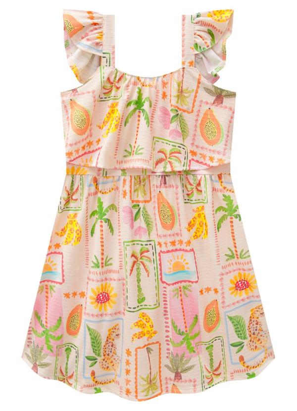 Marlan - Vestido em Cotton Maquinetado Encanto Bege