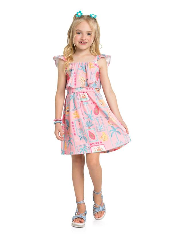 Marlan - Vestido em Cotton Maquinetado Encanto Rosa