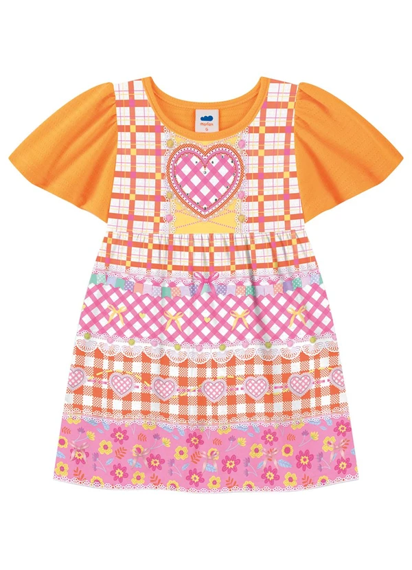 Marlan - Vestido em Cotton Maquinetado Estampado Menina Lar
