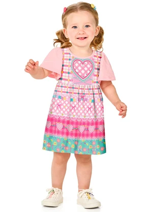Marlan - Vestido em Cotton Maquinetado Estampado Menina Ros - MARLAN