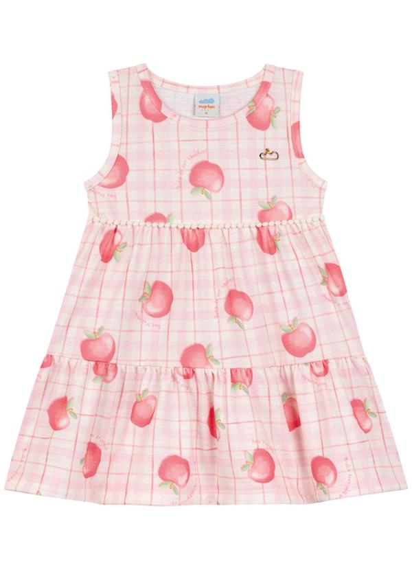 Marlan - Vestido em Cotton Maquinetado Frutas Rosa 1
