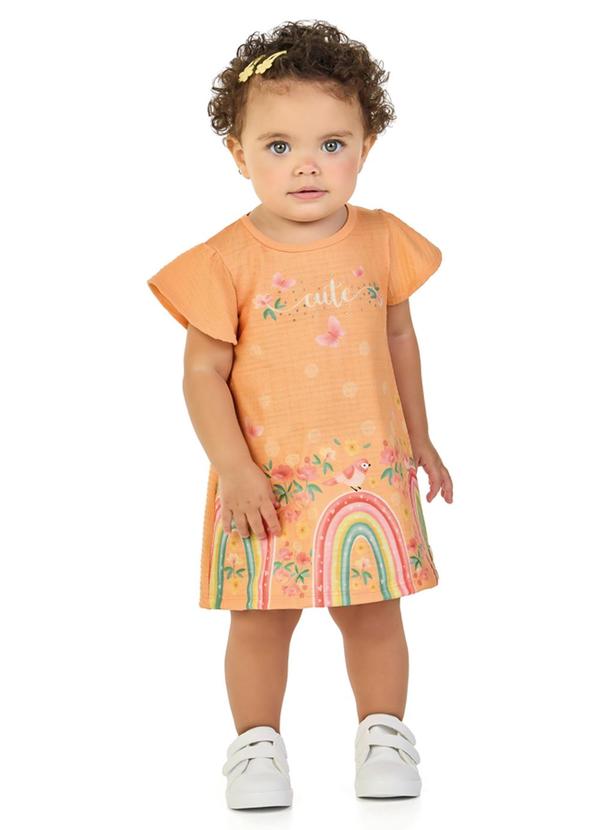 Marlan - Vestido em Cotton Maquinetado Laranja