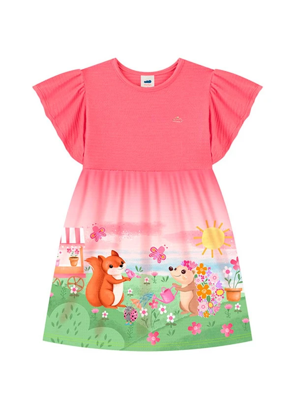 Marlan - Vestido em Cotton Maquinetado Laranja