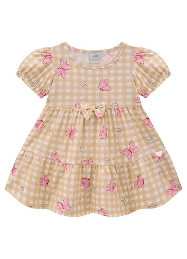 Marlan - Vestido em Cotton Maquinetado Margaridas Bege 2