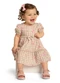 Marlan - Vestido em Cotton Maquinetado Margaridas Rosa - variação: Bege