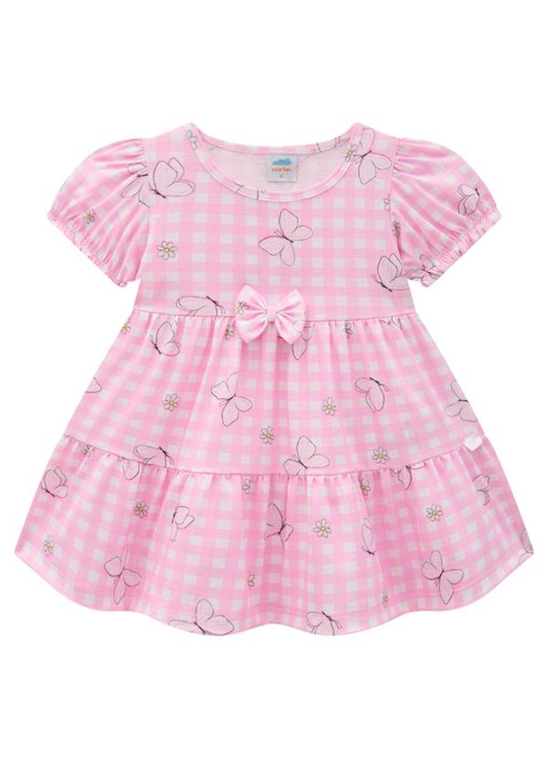 Marlan - Vestido em Cotton Maquinetado Margaridas Rosa