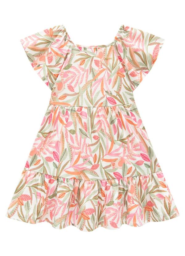 Marlan - Vestido em Cotton Maquinetado Palms Rosa