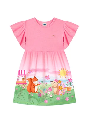 Marlan - Vestido em Cotton Maquinetado Rosa - MARLAN