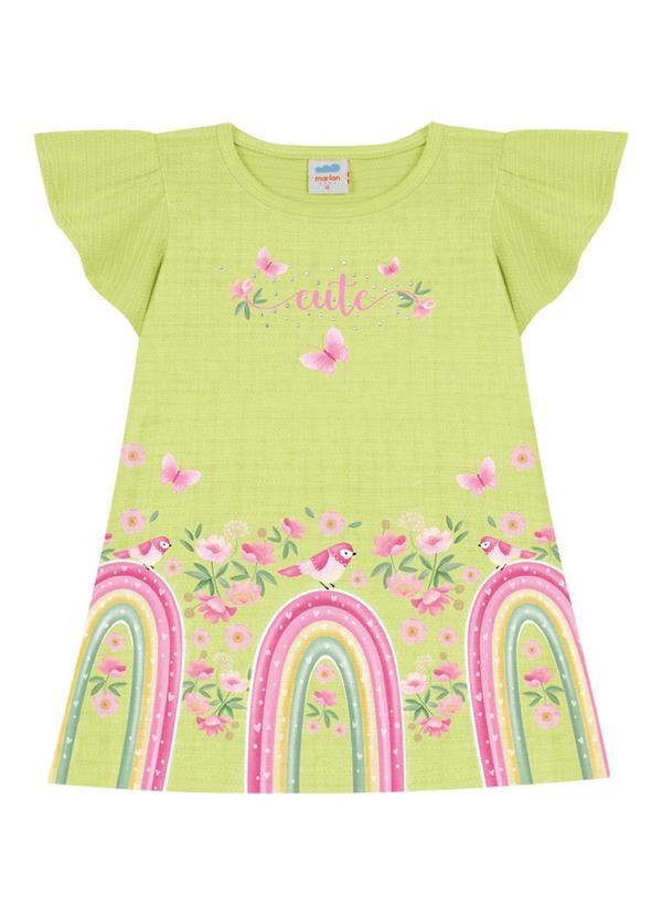 Marlan - Vestido em Cotton Maquinetado Verde