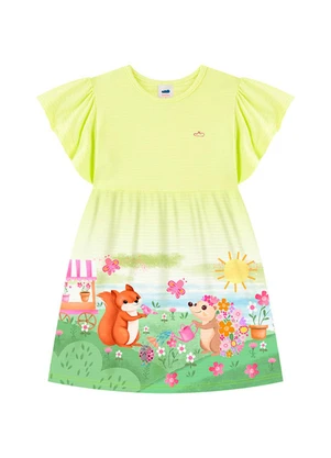 Marlan - Vestido em Cotton Maquinetado Verde - MARLAN