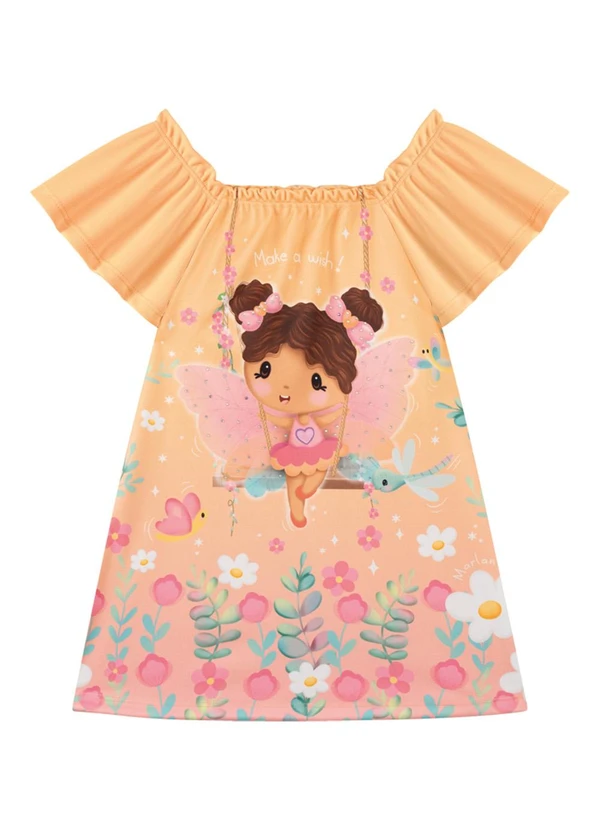 Marlan - Vestido em Cotton Maquinteado Laranja