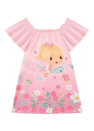 Marlan - Vestido em Cotton Maquinteado Rosa - MARLAN